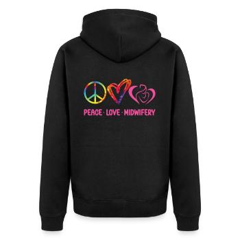 Nurse Midwife Birth Worker Tie Dye - Unisex Premium Bio Zip Hoodie - Schwarz - Hinten - Nico (187cm)