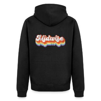 Nurse Midwife Birth Worker Retro - Unisex Premium Bio Zip Hoodie - Schwarz - Hinten - Nico (187cm)