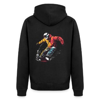 Winter Mountains Freestyle Snowboard - Unisex Premium Bio Zip Hoodie - Schwarz - Hinten - Nico (187cm)