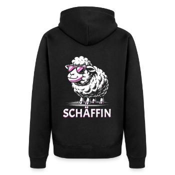 Chef Chefin Schaf Geschenk Schäfin Spruch - Unisex Premium Bio Zip Hoodie - Schwarz - Hinten - Nico (187cm)