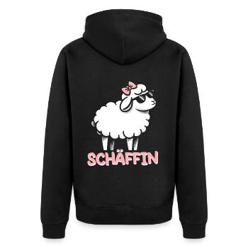Chef Chefin Schaf Geschenk Schäfin Spruch - Unisex Premium Bio Zip Hoodie - Schwarz - Hinten - Nico (187cm)