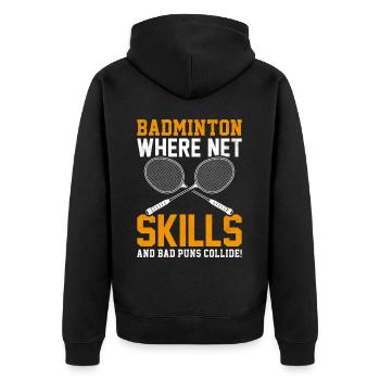 Badminton Players - Unisex Premium Organic Zip Hoodie - black - Back - Nico (187cm)