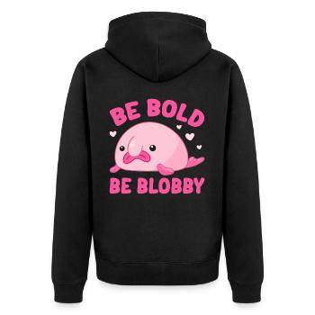 Lustiger Blobfisch Meerestier - Unisex Premium Bio Zip Hoodie - Schwarz - Hinten - Nico (187cm)
