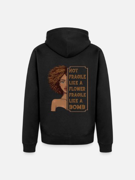 Non fragile come un fiore Fragile come una bomba - Felpa con cappuccio ecologica premium unisex - nero