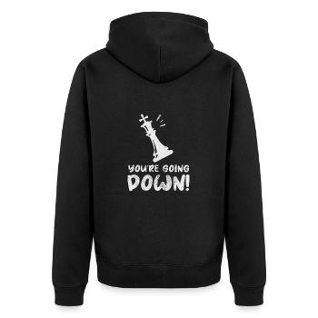 Schach - Unisex Premium Bio Zip Hoodie - Schwarz - Hinten - Nico (187cm)