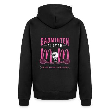 Badminton Player Mom The Idol Loves Badminton - Unisex Premium Organic Zip Hoodie - black - Back - Nico (187cm)