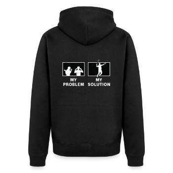 Badminton Player My Problem My Pictogram Dad Mom - Unisex Premium Organic Zip Hoodie - black - Back - Nico (187cm)