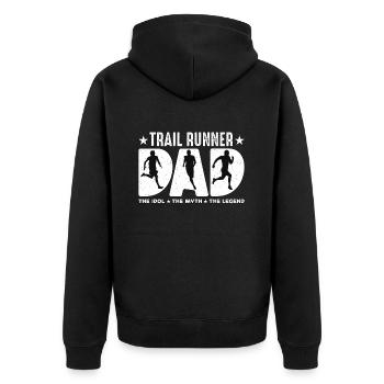 Papa coureur de trail L’idole Le mythe Le marathonien - Veste à capuche bio Premium Unisexe - noir - Dos - Nico (187cm)