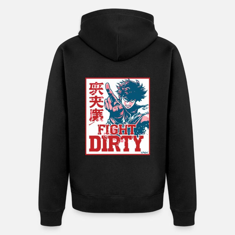 Anime Arts Martiaux : Combattez Dirty - Veste à capuche bio Premium Unisexe - noir