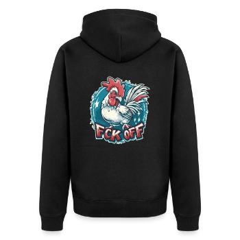 FCK OFF Poulet au coq - Veste à capuche bio Premium Unisexe - noir - Dos - Nico (187cm)