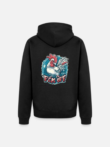 FCK OFF Rooster Chicken - Unisex Premium Organic Zip Hoodie - black