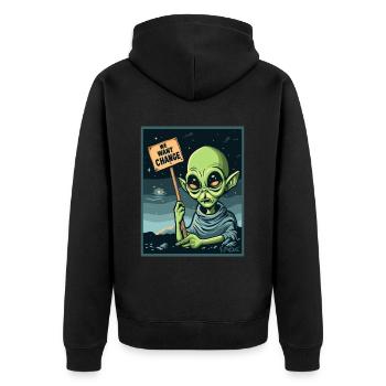 Wir wollen Veränderung, außerirdischer Protest - Unisex Premium Bio Zip Hoodie - Schwarz - Hinten - Nico (187cm)