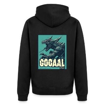 Tor! Kaiju Fußball Fan - Unisex Premium Bio Zip Hoodie - Schwarz - Hinten - Nico (187cm)