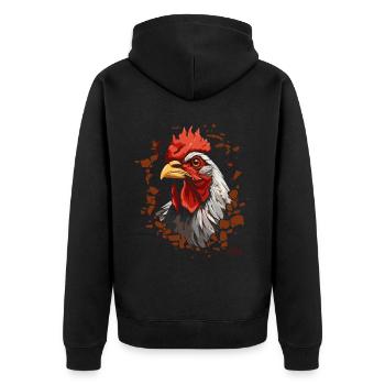 Rissige Wand mit Hahn - Unisex Premium Bio Zip Hoodie - Schwarz - Hinten - Nico (187cm)