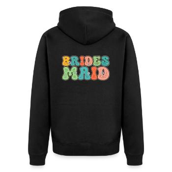 Honourmacht Brautjungfer Groovy Junggeselle - Unisex Premium Bio Zip Hoodie - Schwarz - Hinten - Nico (187cm)