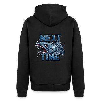 Better luck next time: Fish Angler - Unisex Premium Organic Zip Hoodie - black - Back - Nico (187cm)