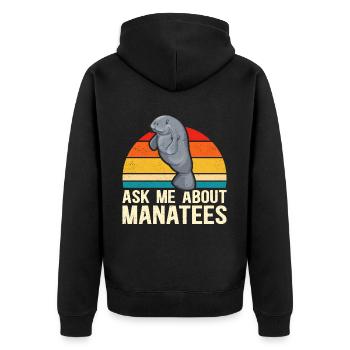 Manatee Manatee Manatee Manatee Gift - Unisex Premium Organic Zip Hoodie - black - Back - Nico (187cm)