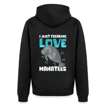 Manatee Manatee Manatee Manatee Gift - Unisex Premium Organic Zip Hoodie - black - Back - Nico (187cm)