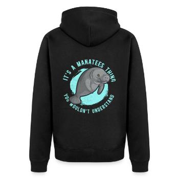 Manatee Manatee Manatee Manatee Manatee Gift - Unisex Premium Organic Zip Hoodie - black - Back - Nico (187cm)