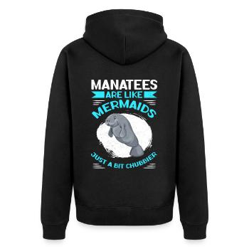 Manatee Manatee Manatee Manatees Gift - Unisex Premium Organic Zip Hoodie - black - Back - Nico (187cm)