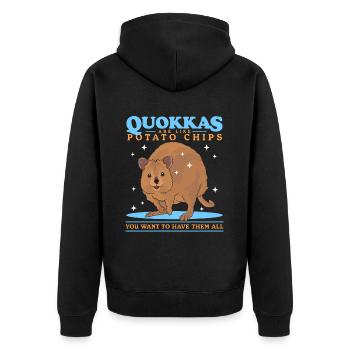 Quokka Kurzschwanzkänguru Quokkas Geschenk - Unisex Premium Bio Zip Hoodie - Schwarz - Hinten - Nico (187cm)