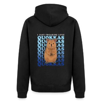 Quokkas Kurzschwanzkängurus Quokka Geschenk - Unisex Premium Bio Zip Hoodie - Schwarz - Hinten - Nico (187cm)