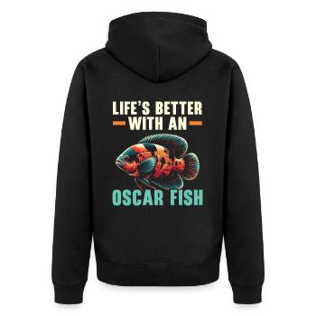 Oscar Fish Lover Freshwater Fishkeeping Aquarium - Unisex Premium Organic Zip Hoodie - black - Back - Nico (187cm)
