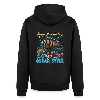 Oscar Fish Lover Freshwater Fishkeeping Aquarium - Unisex Premium Organic Zip Hoodie - black - Back - Nico (187cm)