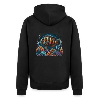 Oscar Fish Lover Freshwater Fishkeeping Aquarium - Unisex Premium Organic Zip Hoodie - black - Back - Nico (187cm)