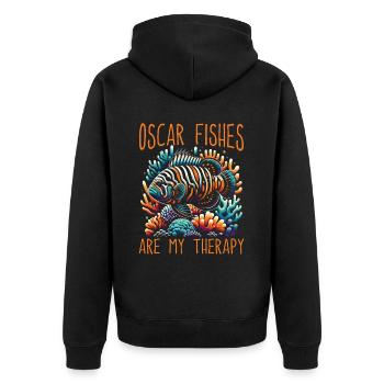 Oscar Fischliebhaber Süßwasser-Aquaristik - Unisex Premium Bio Zip Hoodie - Schwarz - Hinten - Nico (187cm)