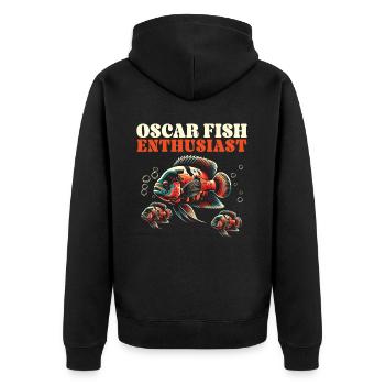 Oscar Fischliebhaber Süßwasser-Aquaristik - Unisex Premium Bio Zip Hoodie - Schwarz - Hinten - Nico (187cm)