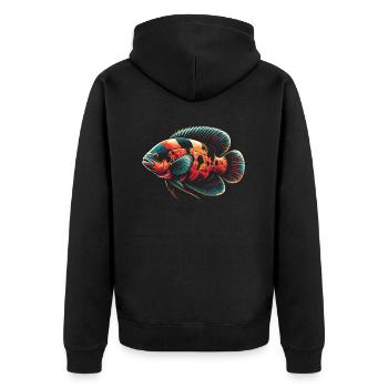 Oscar Fischliebhaber Süßwasser-Aquaristik - Unisex Premium Bio Zip Hoodie - Schwarz - Hinten - Nico (187cm)