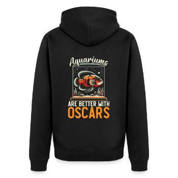 Oscar Fish Lover Freshwater Fishkeeping Aquarium - Unisex Premium Organic Zip Hoodie - black - Back - Nico (187cm)