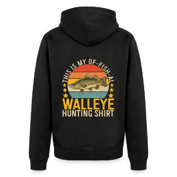 Walleye Fishing Angler - Unisex Premium Bio Zip Hoodie - Schwarz - Hinten - Nico (187cm)