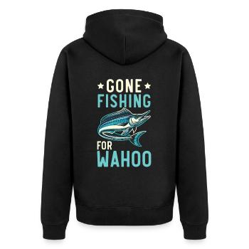 Wahoo Fischfänger Fischer Fischer Angeln - Unisex Premium Bio Zip Hoodie - Schwarz - Hinten - Nico (187cm)