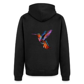 Hummingbird flowers - Unisex Premium Bio Zip Hoodie - Schwarz - Hinten - Nico (187cm)