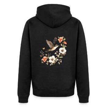 Hummingbird flowers - Unisex Premium Bio Zip Hoodie - Schwarz - Hinten - Nico (187cm)