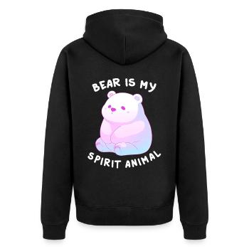 Bear Is My Spirit Animal Cute Polar Bear Lofi Kawa - Unisex Premium Bio Zip Hoodie - Schwarz - Hinten - Nico (187cm)