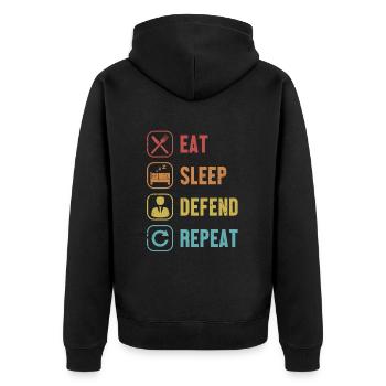 Eat Sleep Defend Repeat Legal Counsel Law - Unisex Premium Organic Zip Hoodie - black - Back - Nico (187cm)