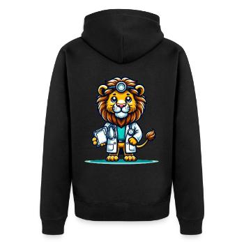 Cute Lion Doctor - Unisex Premium Organic Zip Hoodie - black - Back - Nico (187cm)