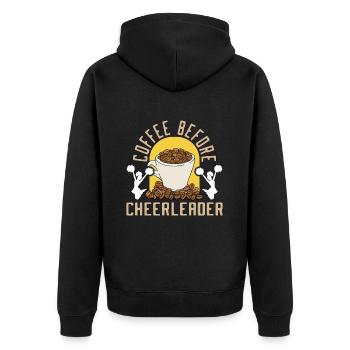 Cheerleader Coffee Before Acrobatics Coffee Lover - Unisex Premium Bio Zip Hoodie - Schwarz - Hinten - Nico (187cm)