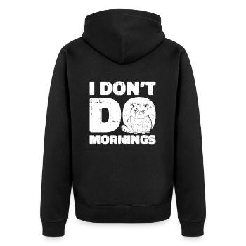 Cat Drôle Je Ne Fais Pas De Matins - Veste à capuche bio Premium Unisexe - noir - Dos - Nico (187cm)