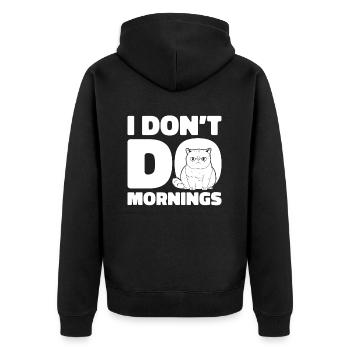 Cat Drôle Je Ne Fais Pas De Matins - Veste à capuche bio Premium Unisexe - noir - Dos - Nico (187cm)