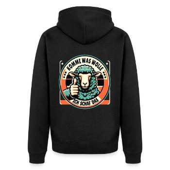 Schaf Motivation Prüfung Glück Spruch Geschenk - Unisex Premium Bio Zip Hoodie - Schwarz - Hinten - Nico (187cm)