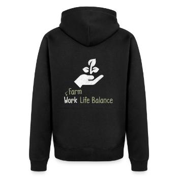 Équilibre entre vie professionnelle et vie privée à la ferme - Agriculture agricole - Veste à capuche bio Premium Unisexe - noir - Dos - Nico (187cm)