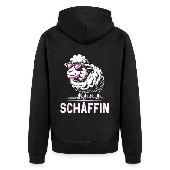 Chef Chefin Schaf Geschenk Schäfin Spruch - Unisex Premium Bio Zip Hoodie - Schwarz - Hinten - Nico (187cm)