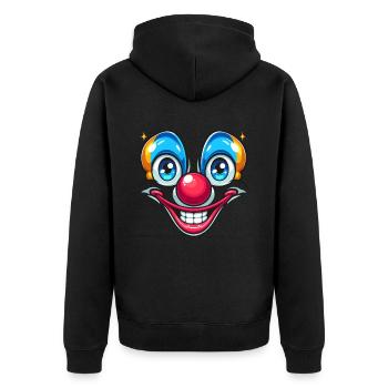 Karnevalsfreude pur Clownsgesicht für den Spaß - Unisex Premium Bio Zip Hoodie - Schwarz - Hinten - Nico (187cm)