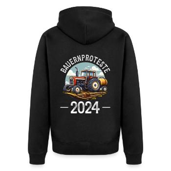 Einheit und Entschlossenheit in der Landwirtschaft - Unisex Premium Bio Zip Hoodie - Schwarz - Hinten - Nico (187cm)
