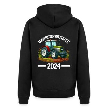 Einheit und Entschlossenheit in der Landwirtschaft - Unisex Premium Bio Zip Hoodie - Schwarz - Hinten - Nico (187cm)