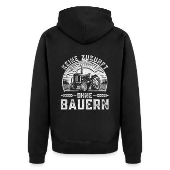 Keine Zukunft ohne Bauern - Unisex Premium Bio Zip Hoodie - Schwarz - Hinten - Nico (187cm)